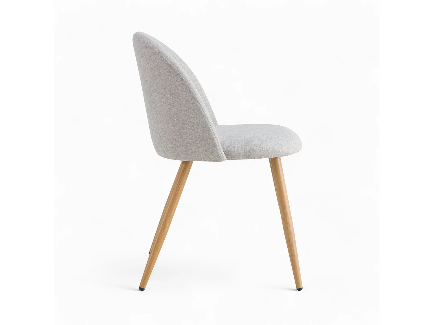 Sedia Cozy in tessuto grigio chiaro mélange (set da 2) con gambe in metallo effetto legno