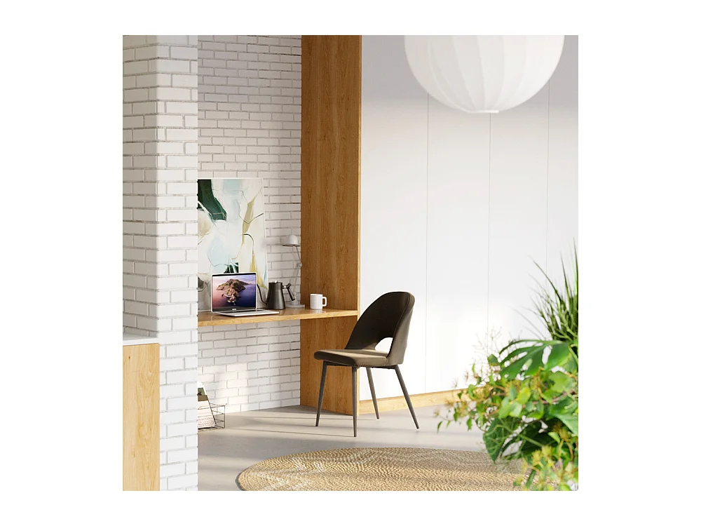 Lot de 2 chaises en velours vert et pieds en métal noir - Pénélope