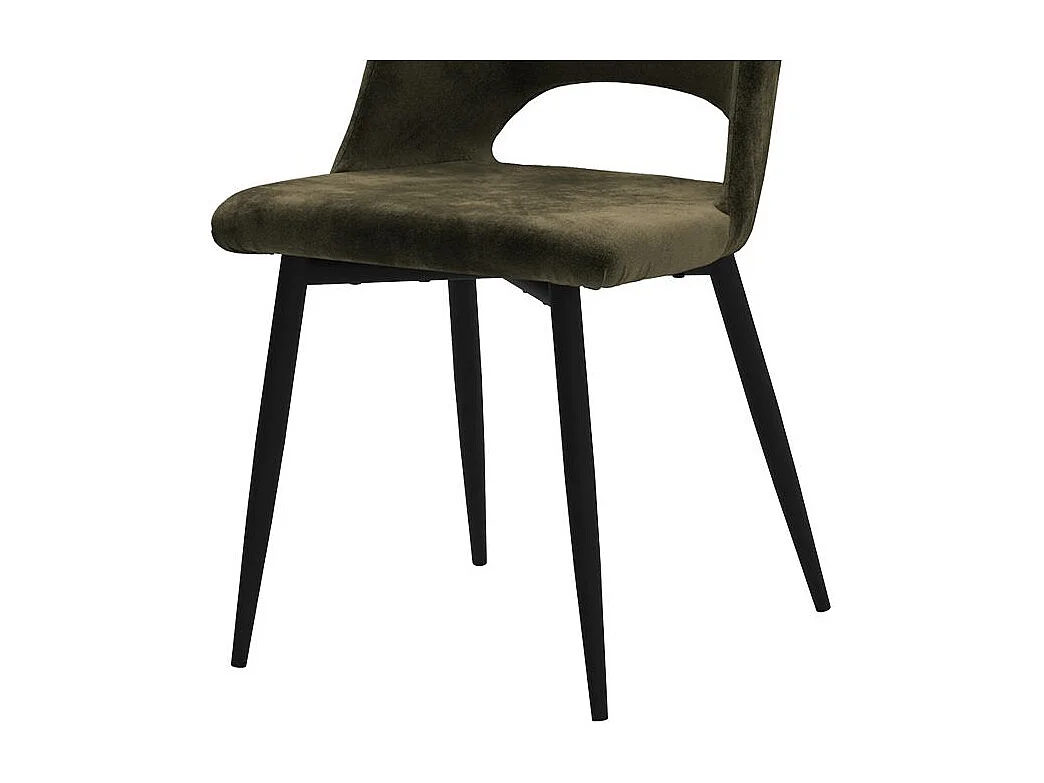 Lot de 2 chaises en velours vert et pieds en métal noir - Pénélope