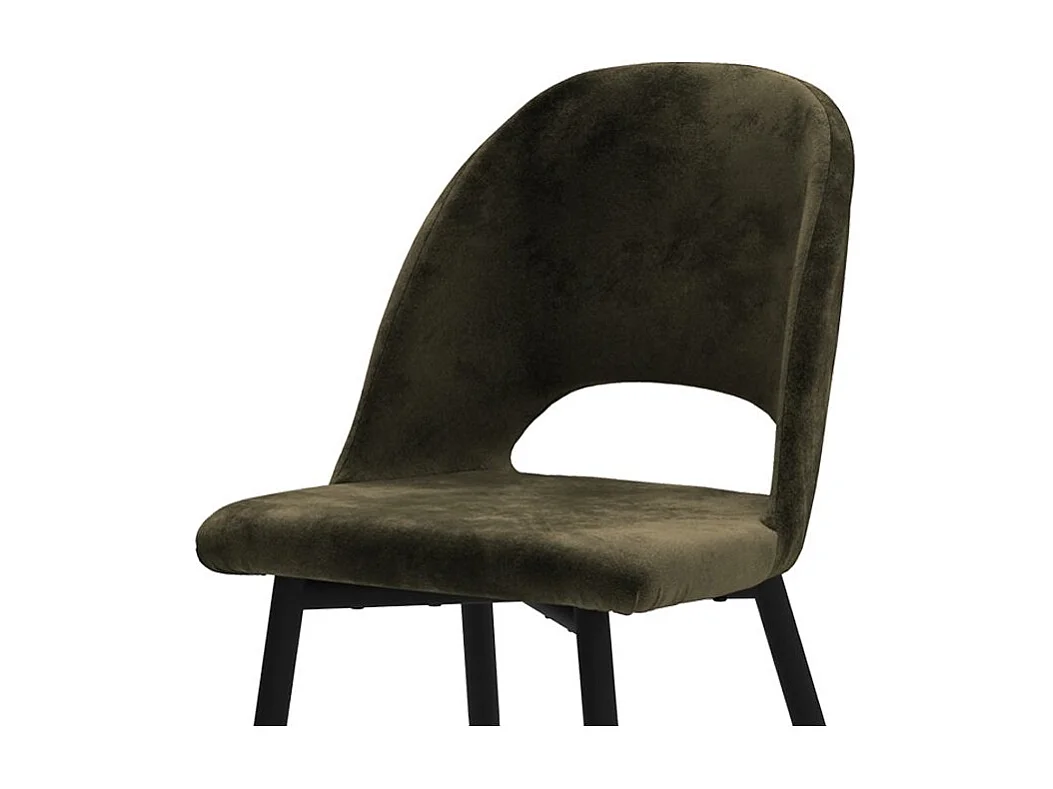 Lot de 2 chaises en velours vert et pieds en métal noir - Pénélope