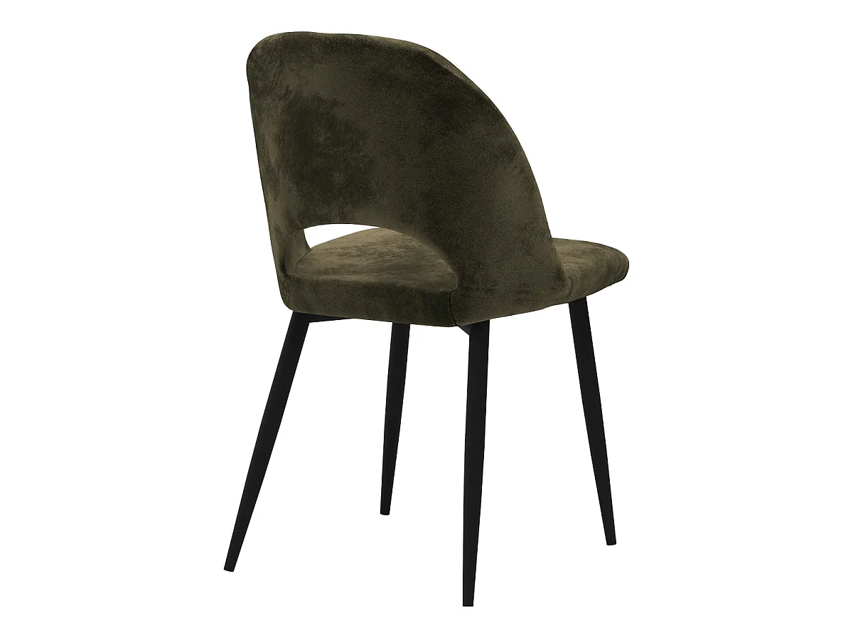 Lot de 2 chaises en velours vert et pieds en métal noir - Pénélope