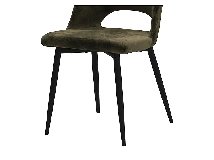 Lot de 2 chaises en velours vert et pieds en métal noir - Pénélope