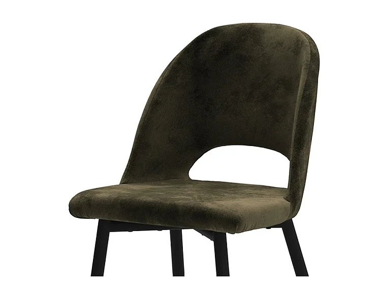 Lot de 2 chaises en velours vert et pieds en métal noir - Pénélope
