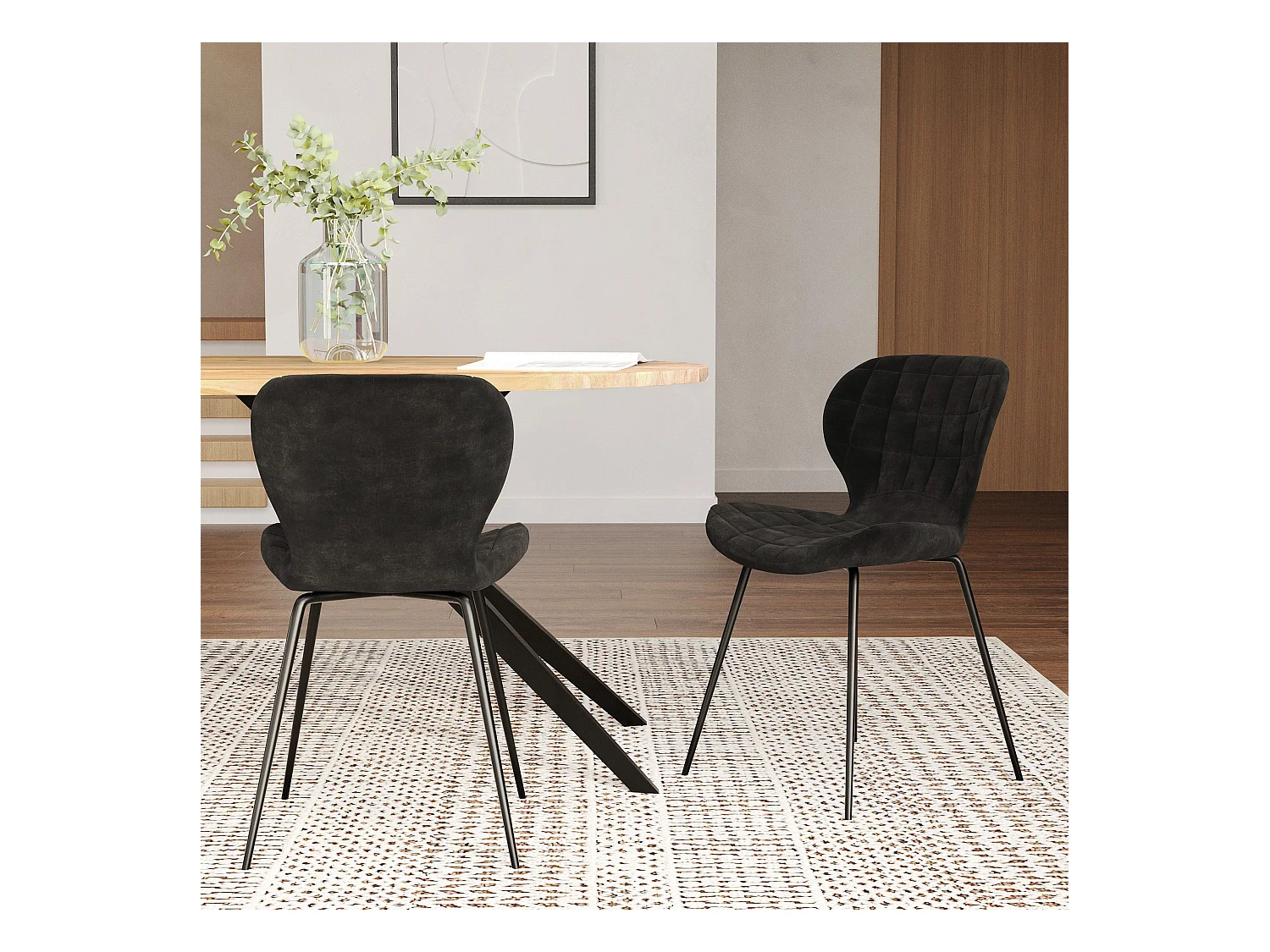 Set di 2 sedie in velluto nero - Mazzia