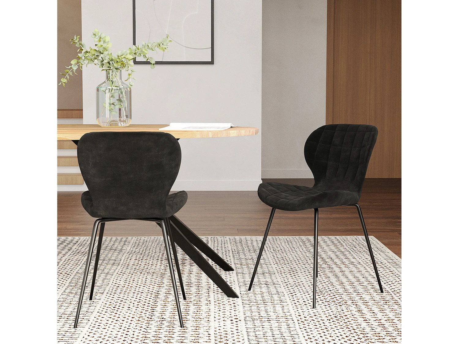 Lot de 2 chaises en velours noir - Mazzia