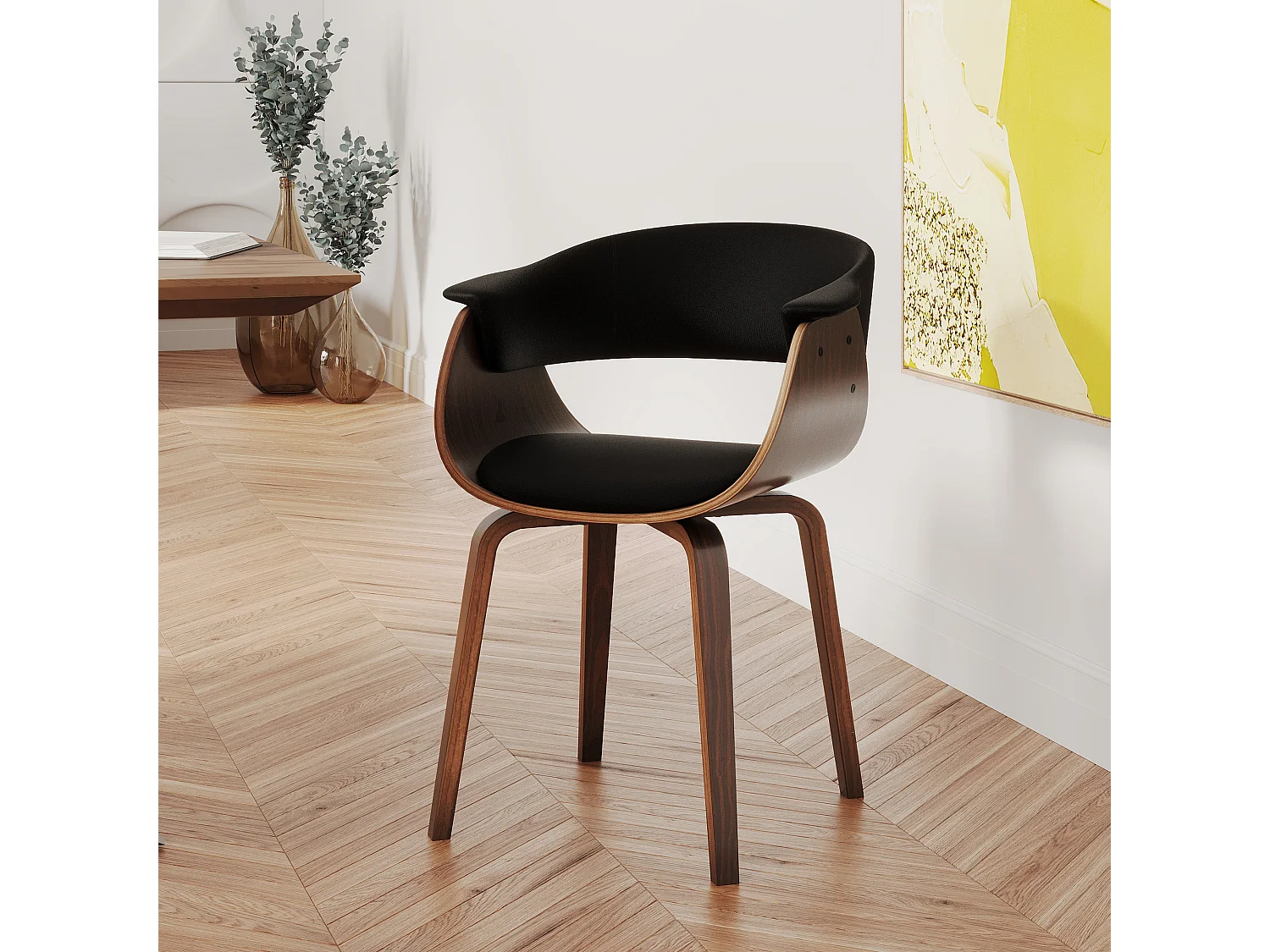 Chaise en cuir synthétique noir - Piada