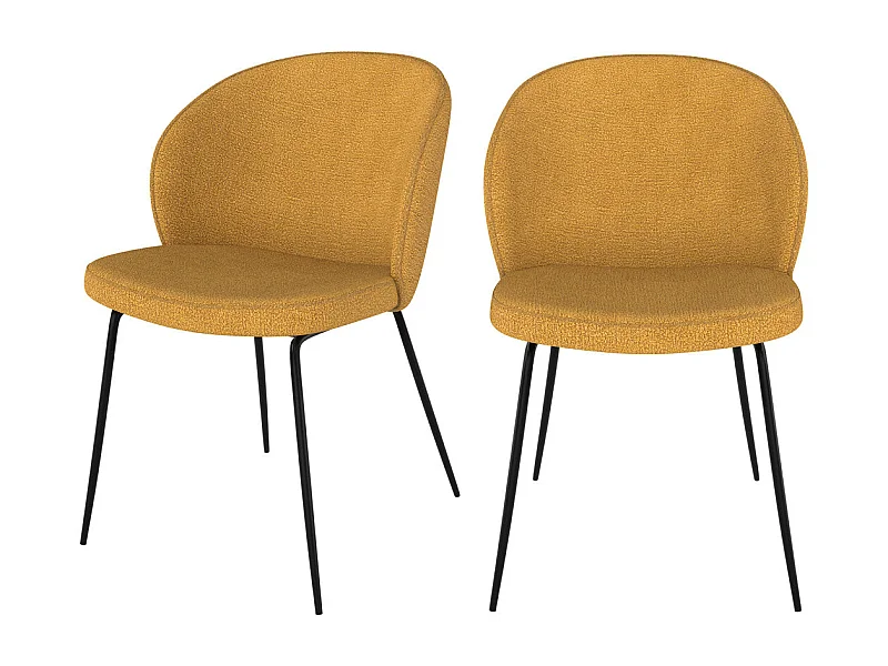 Set di 2 sedie gialle con tessuto bouclé e gambe in metallo - Groom