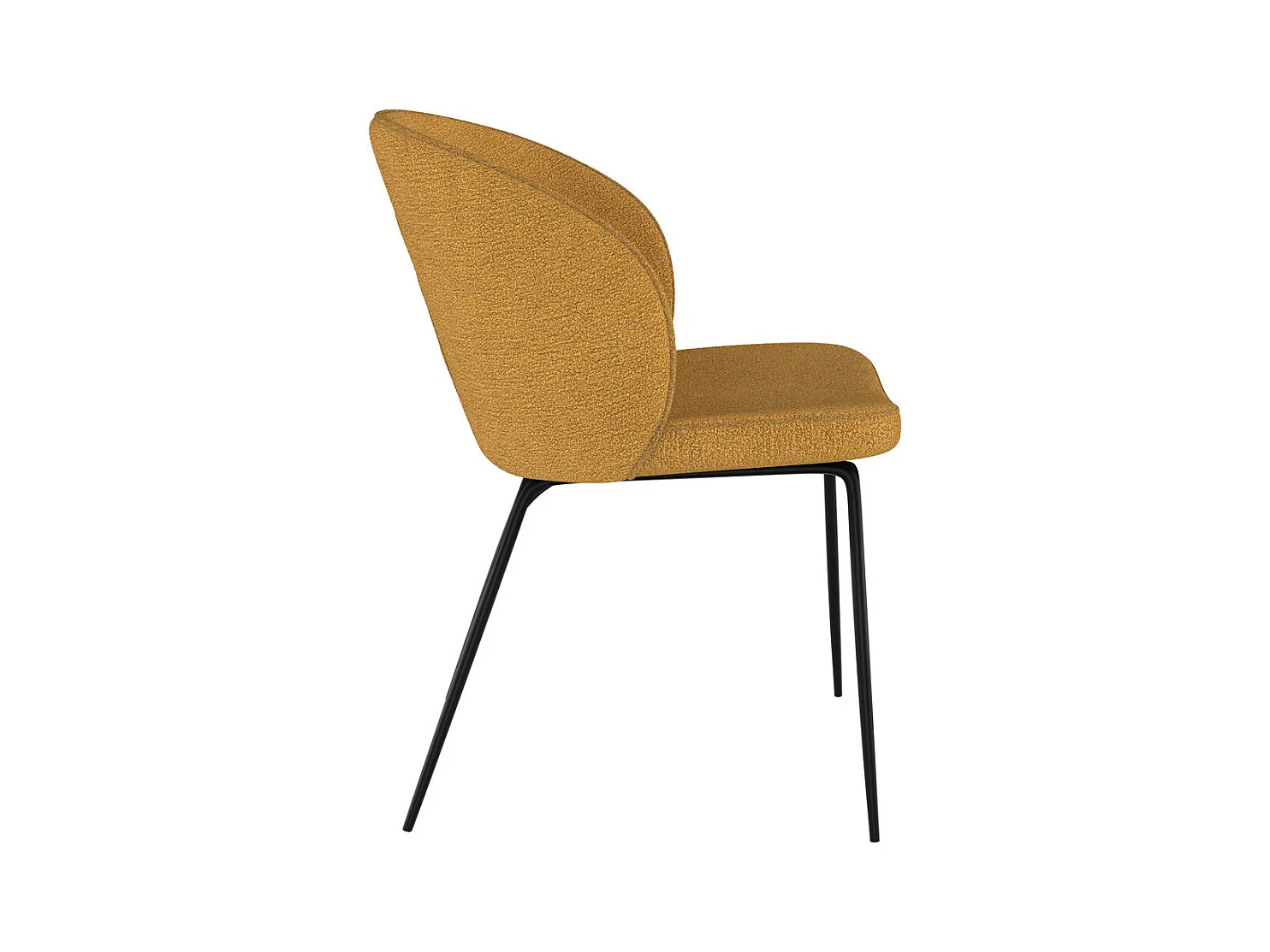 Set di 2 sedie gialle con tessuto bouclé e gambe in metallo - Groom