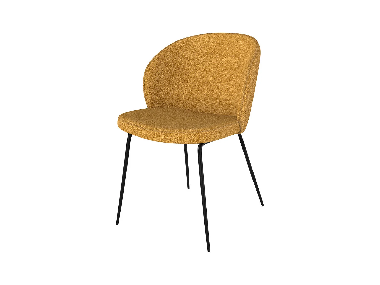 Set di 2 sedie gialle con tessuto bouclé e gambe in metallo - Groom