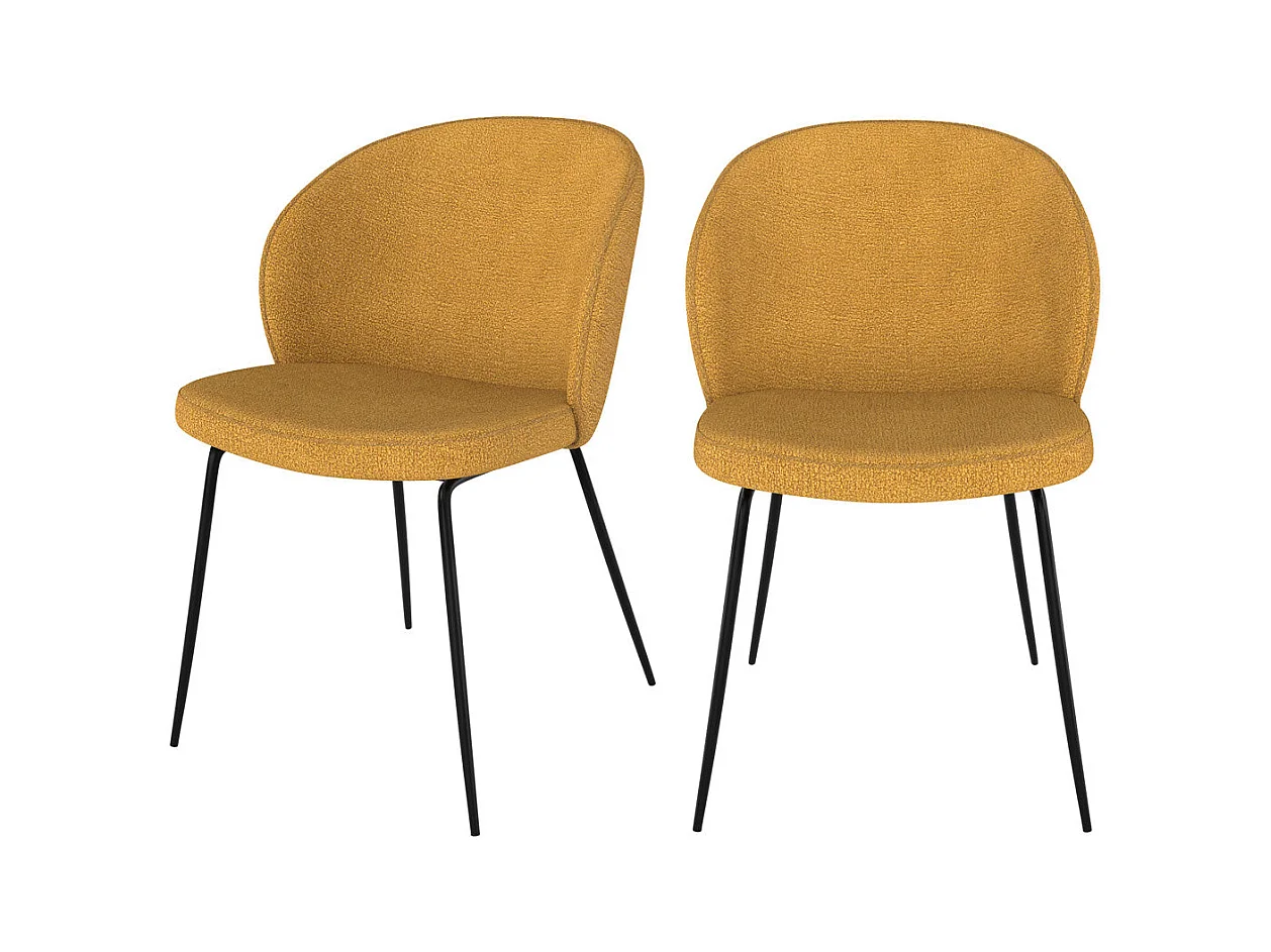 Set de 2 sillas amarillas en tejido bouclé con patas de metal - Groom