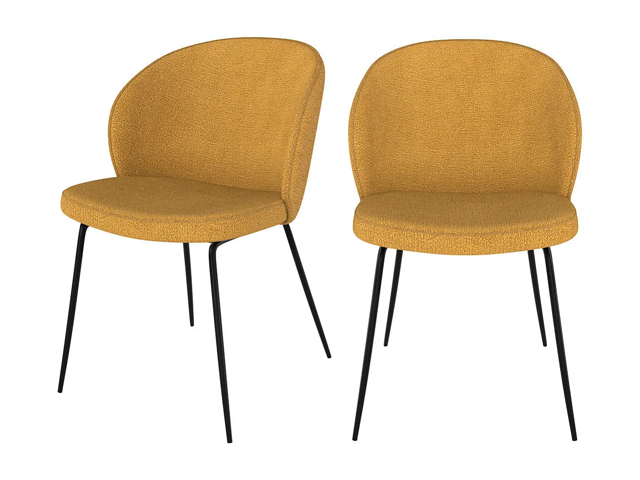 Set de 2 sillas amarillas en tejido bouclé con patas de metal - Groom
