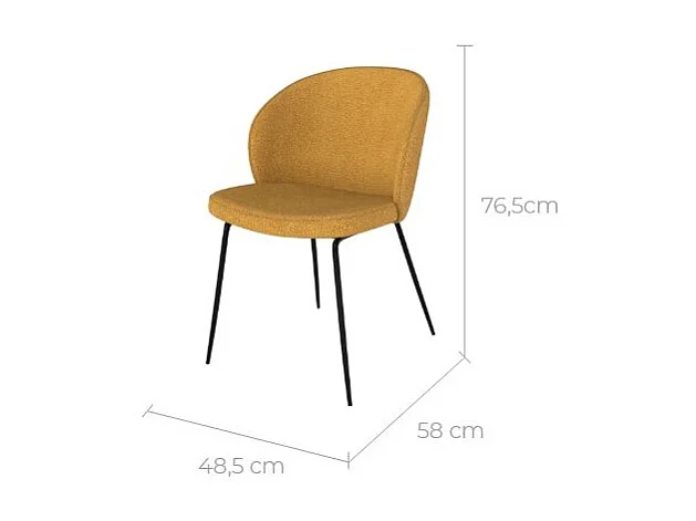 Set de 2 sillas amarillas en tejido bouclé con patas de metal - Groom