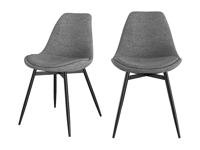 Set de 2 sillas de tejido gris oscuro con patas de metal - Filipi