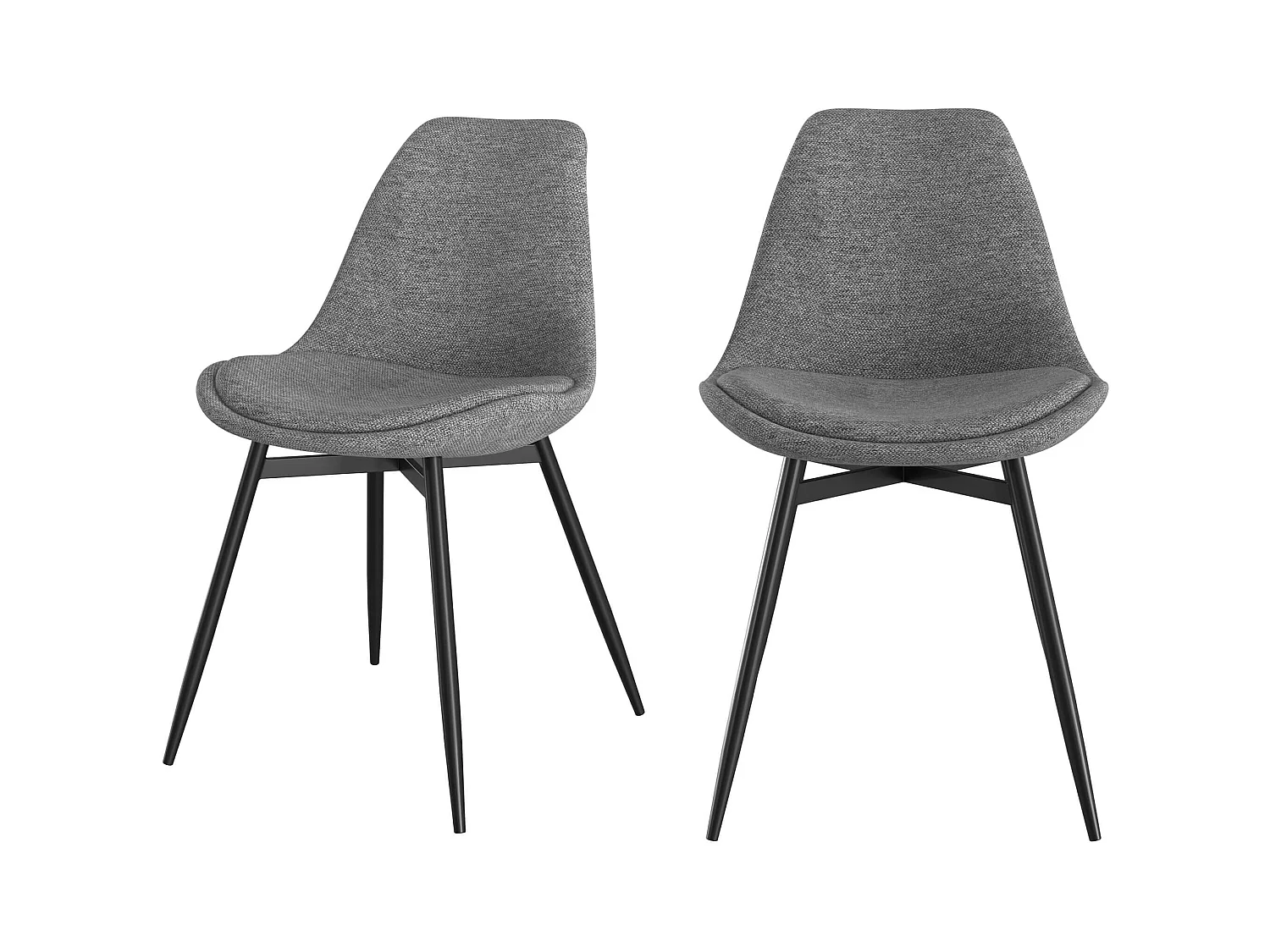 Set de 2 sillas de tejido gris oscuro con patas de metal - Filipi