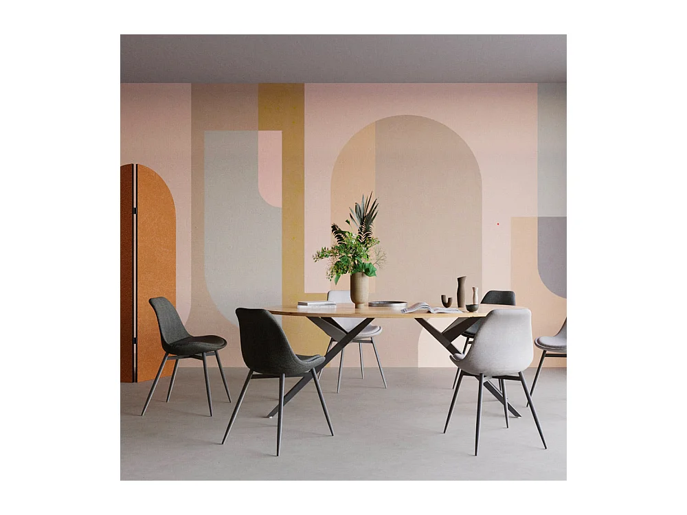 Set de 2 sillas de tejido gris oscuro con patas de metal - Filipi