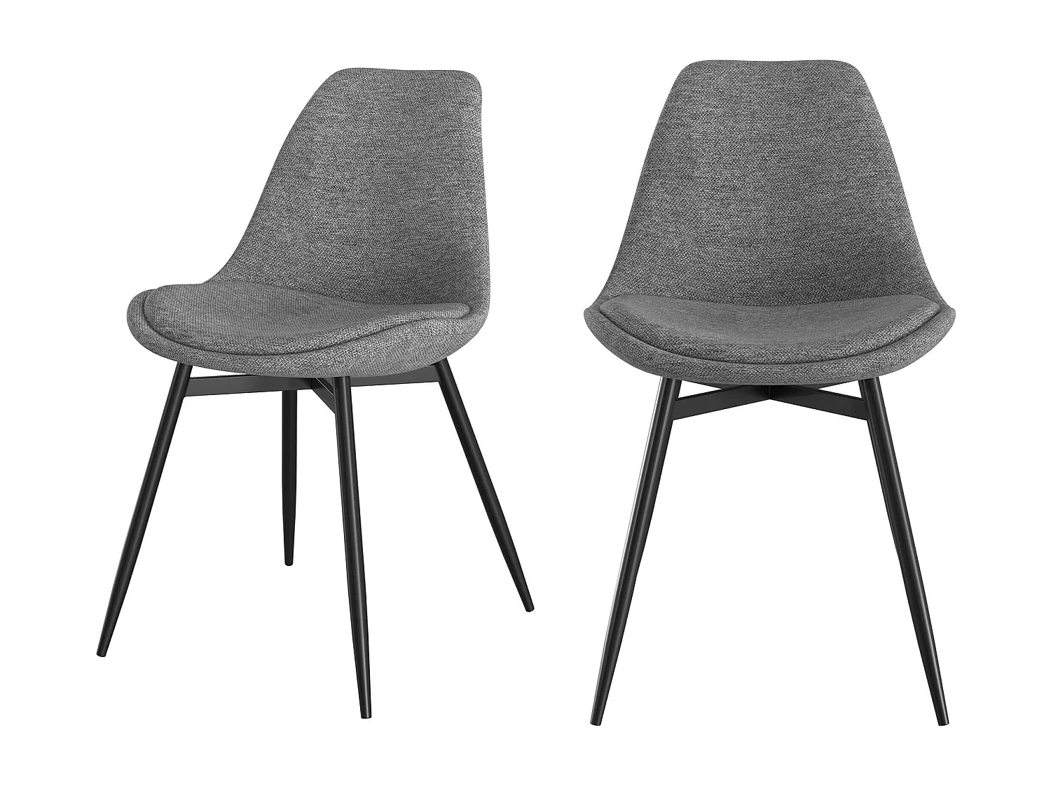 Set di 2 sedie in tessuto grigio scuro e gambe in metallo - Filipi