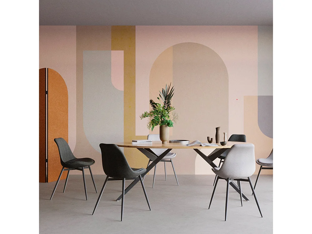 Set di 2 sedie in tessuto grigio scuro e gambe in metallo - Filipi