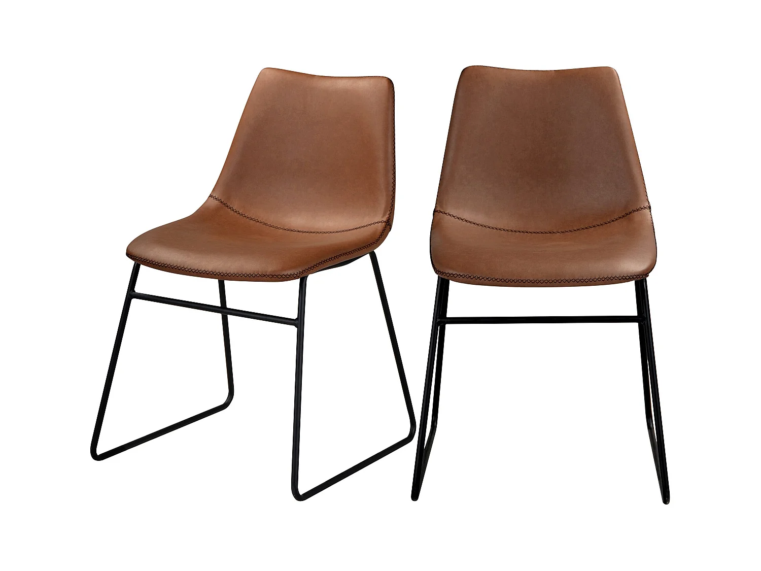 Set di 2 sedie in pelle sintetica marrone - Gaspard