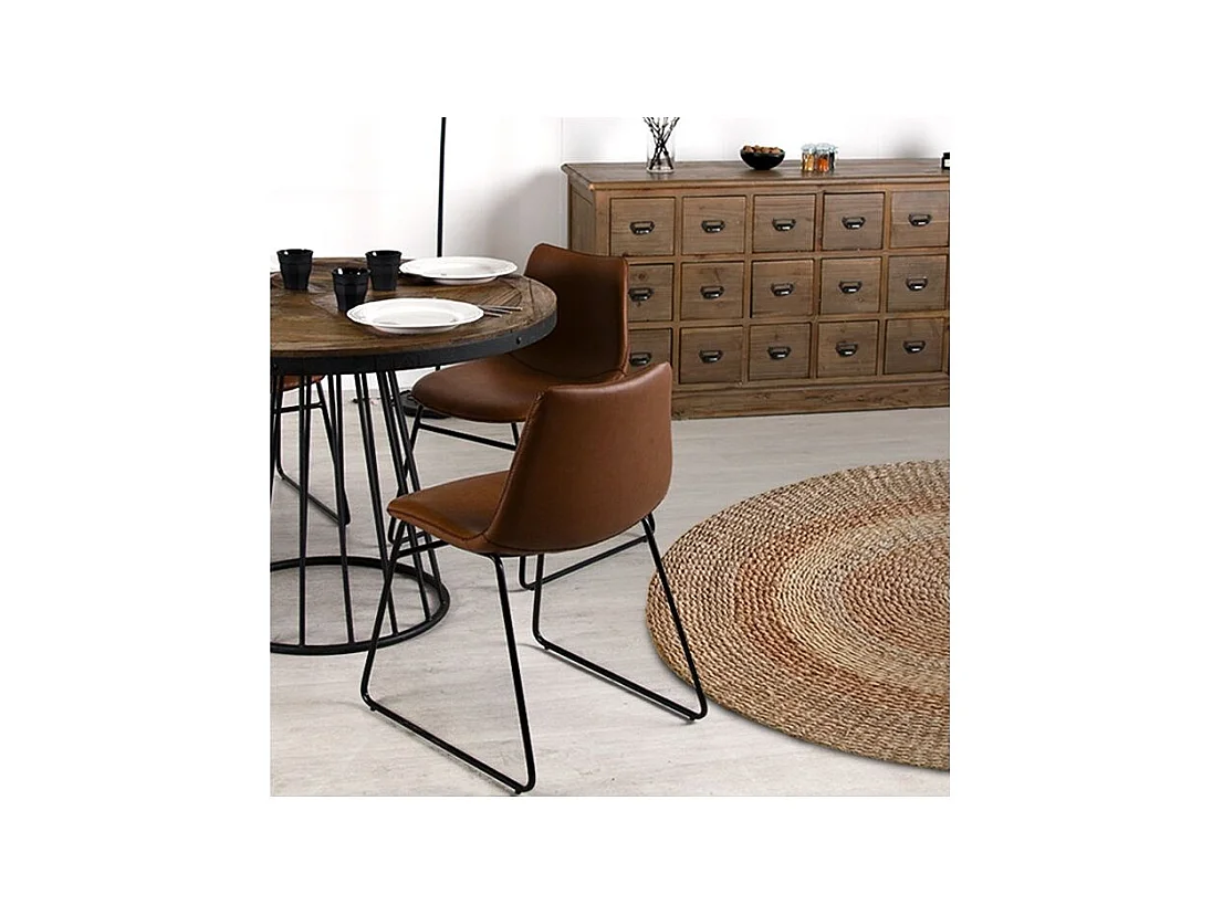 Set di 2 sedie in pelle sintetica marrone - Gaspard