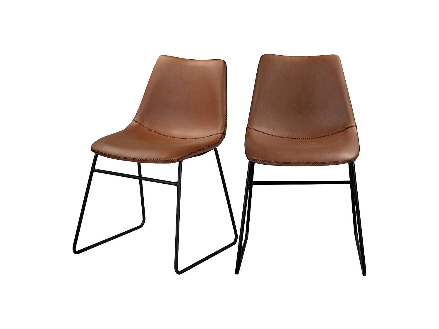 Set di 2 sedie in pelle sintetica marrone - Gaspard