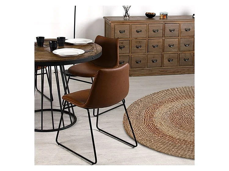 Set di 2 sedie in pelle sintetica marrone - Gaspard