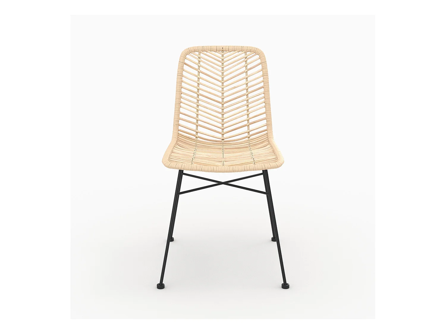 Set di 2 sedie in rattan naturale con gambe in metallo - Tamara