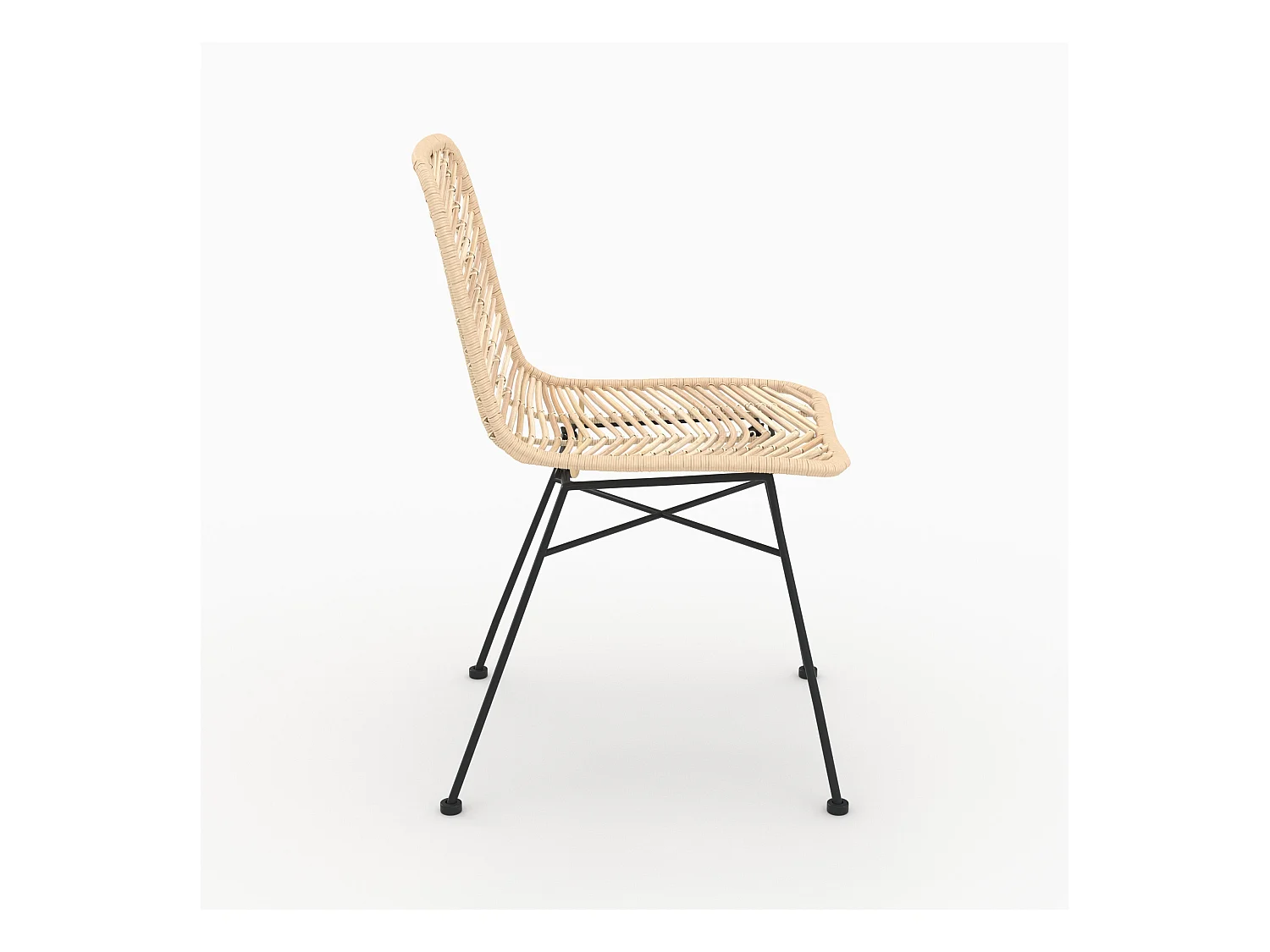 Set di 2 sedie in rattan naturale con gambe in metallo - Tamara