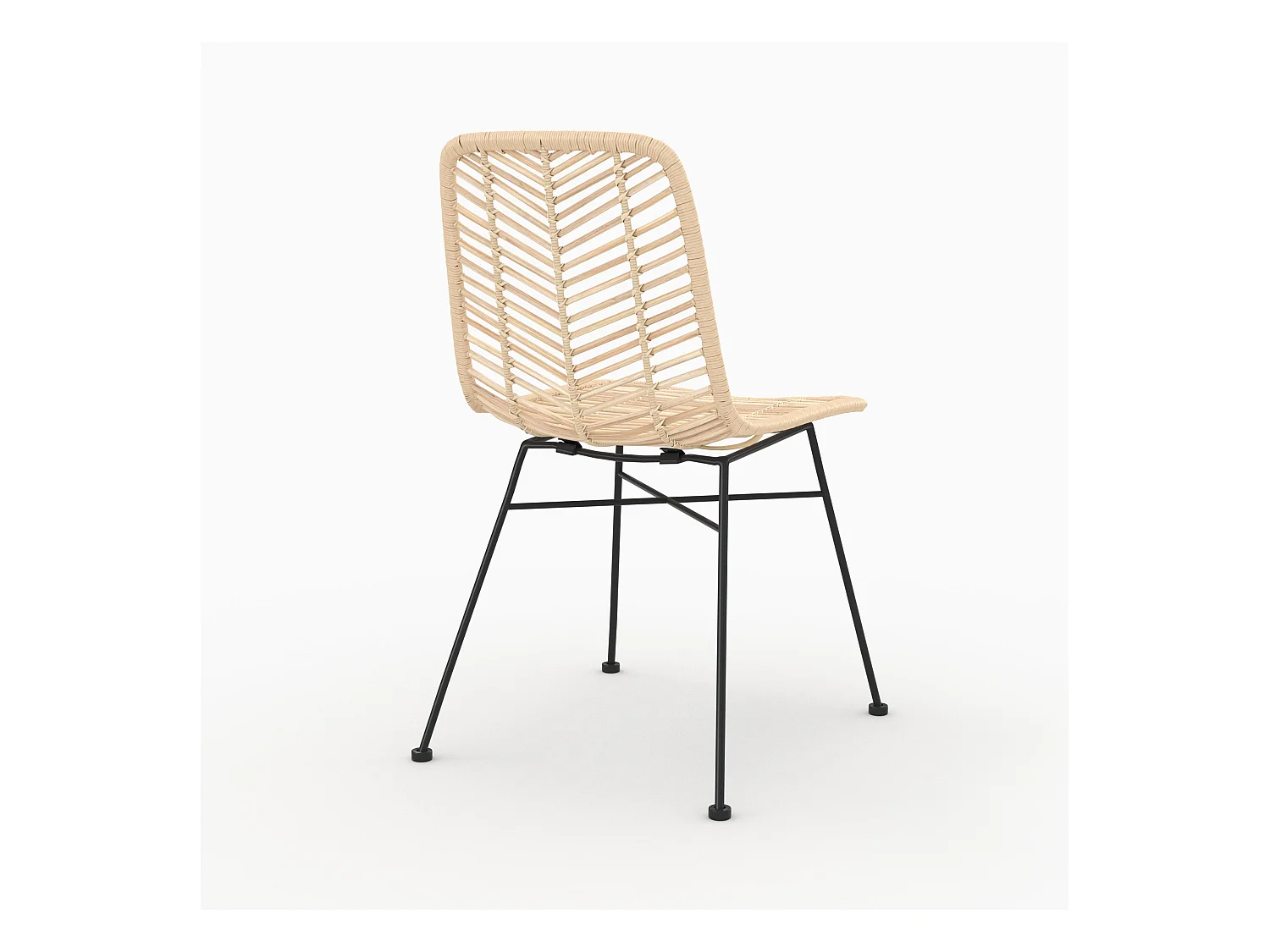 Set di 2 sedie in rattan naturale con gambe in metallo - Tamara