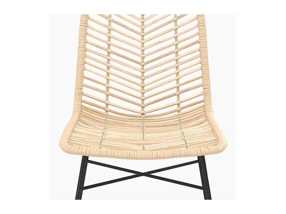 Set di 2 sedie in rattan naturale con gambe in metallo - Tamara