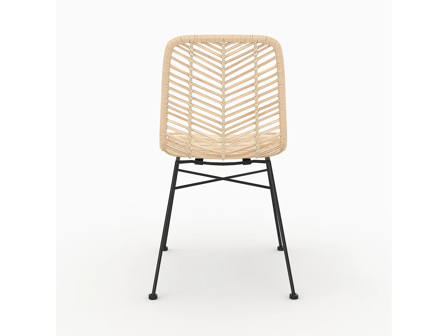 Set di 2 sedie in rattan naturale con gambe in metallo nero - Tamara