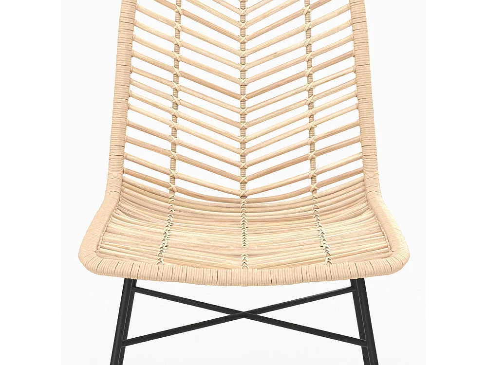 Set di 2 sedie in rattan naturale con gambe in metallo nero - Tamara