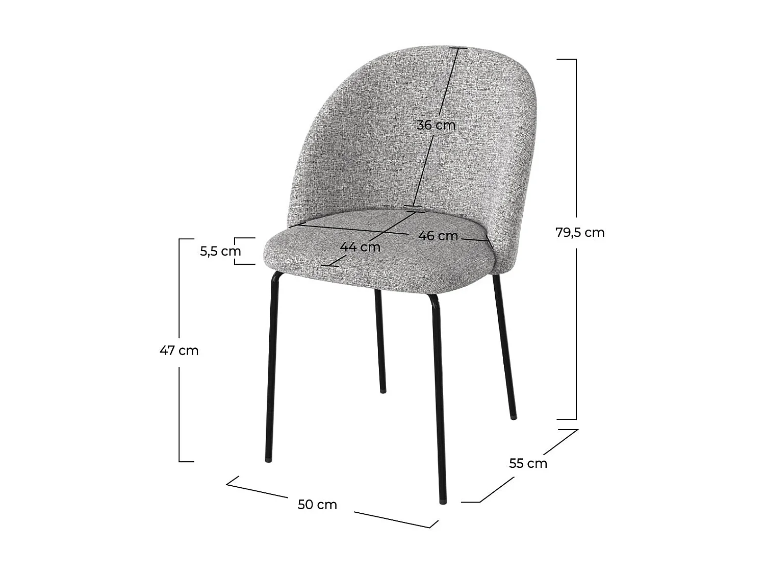 Set de 2 sillas en tejido gris claro moteado - Karl