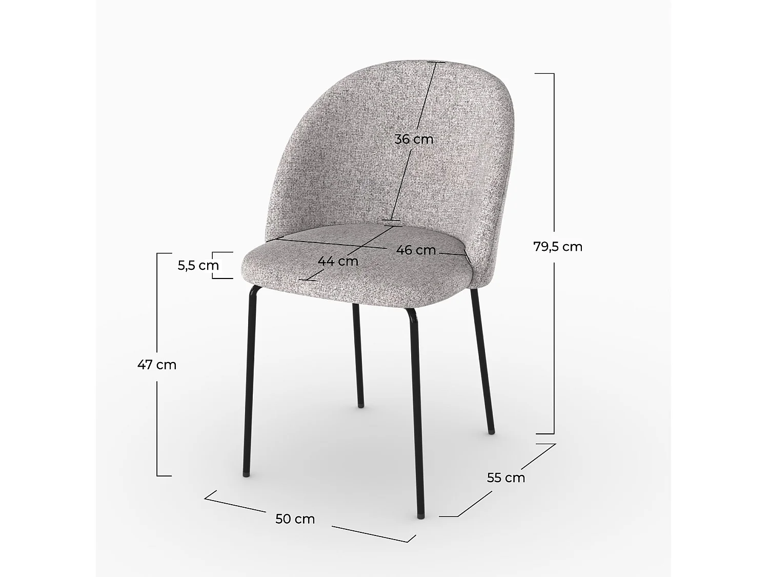 Set de 2 sillas en tejido gris claro moteado - Karl