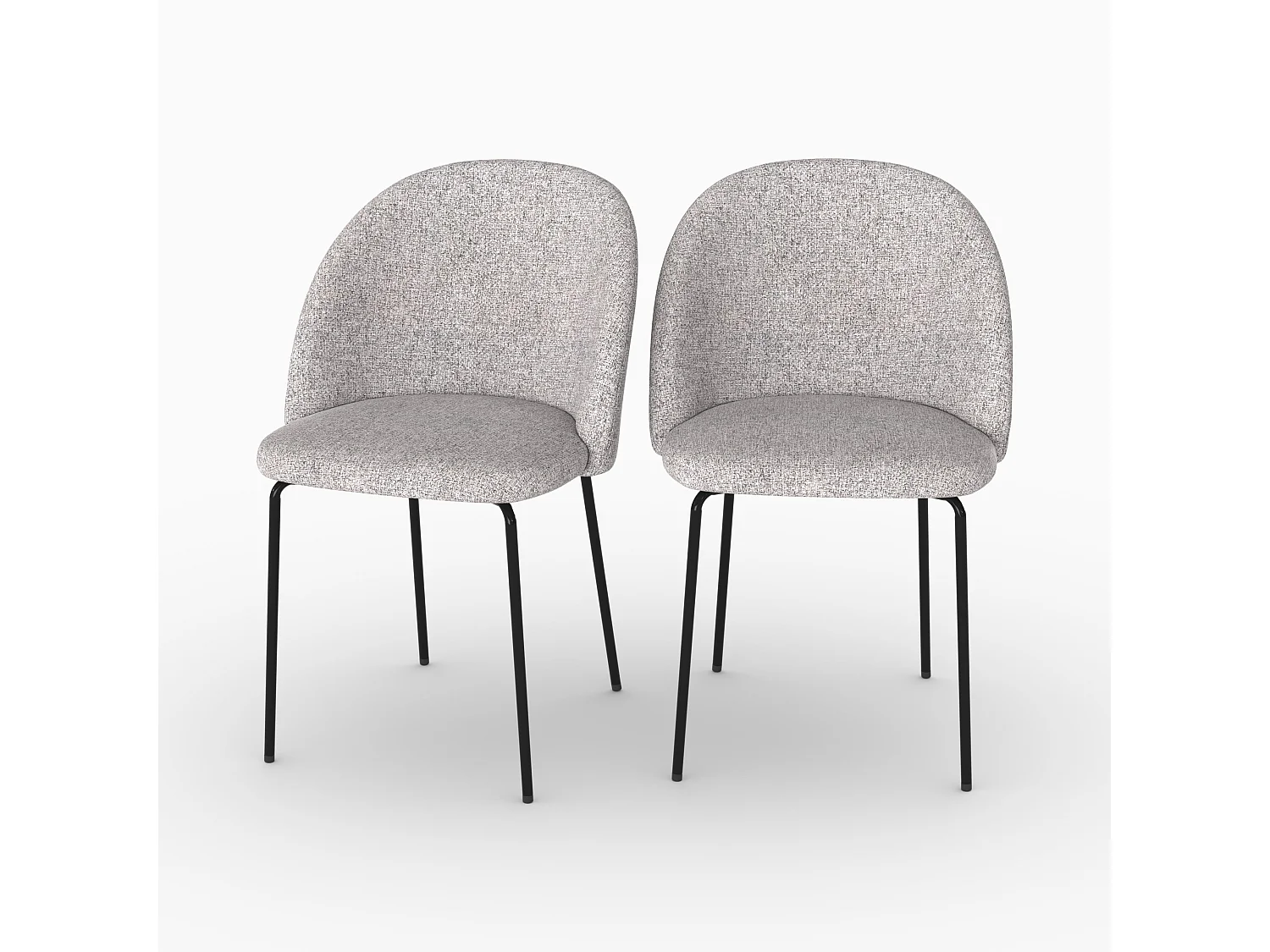 Lot de 2 chaises en tissu chiné gris clair - Karl