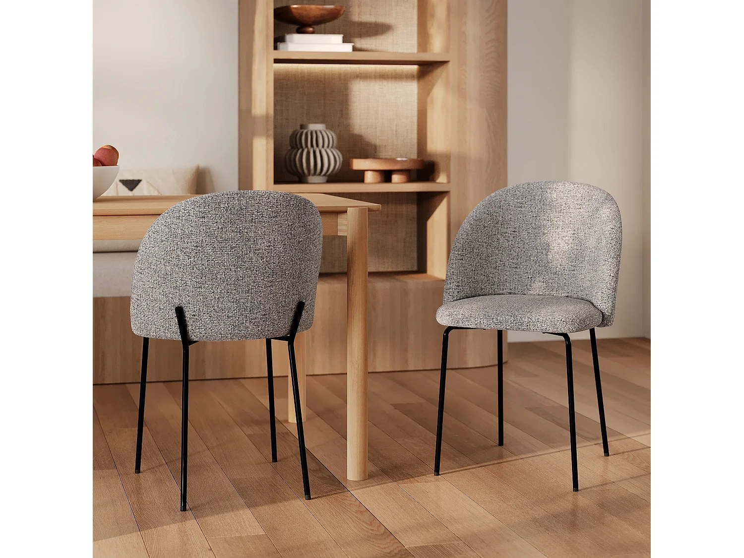 Lot de 2 chaises en tissu chiné gris clair - Karl