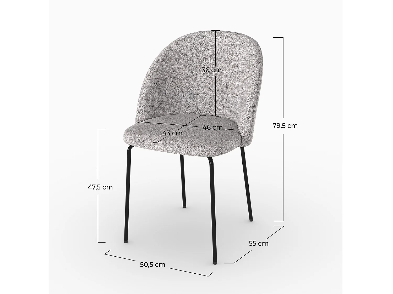 Lot de 2 chaises en tissu chiné gris clair - Karl