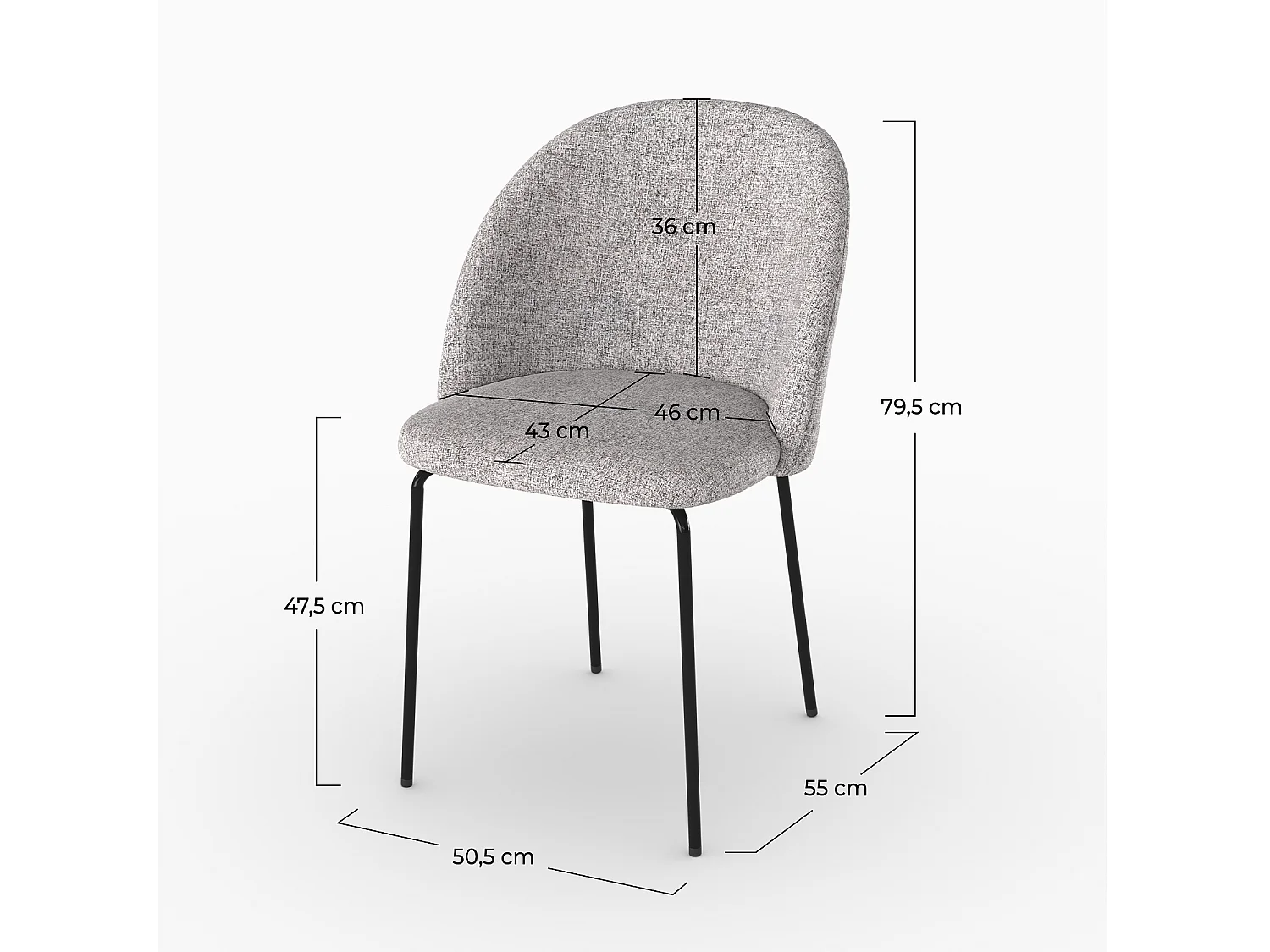 Set di 2 sedie in tessuto grigio chiaro - Karl