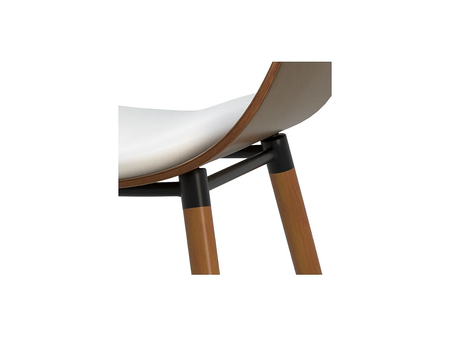 Silla Polo blanca de cuero sintético y madera chapada en nogal