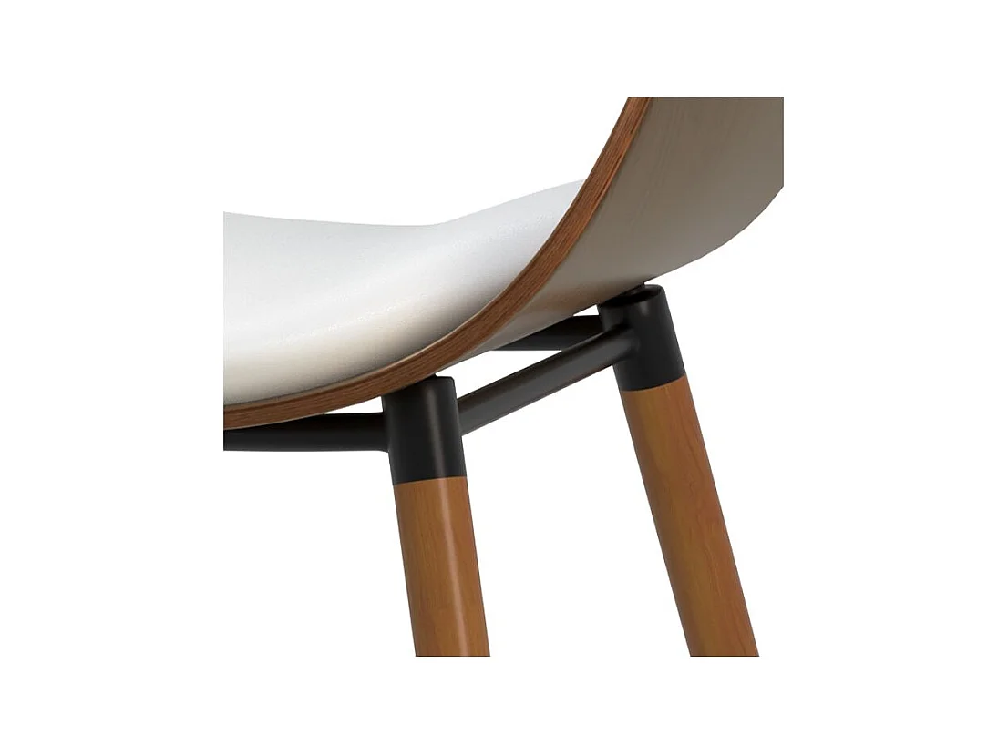 Silla Polo blanca de cuero sintético y madera chapada en nogal