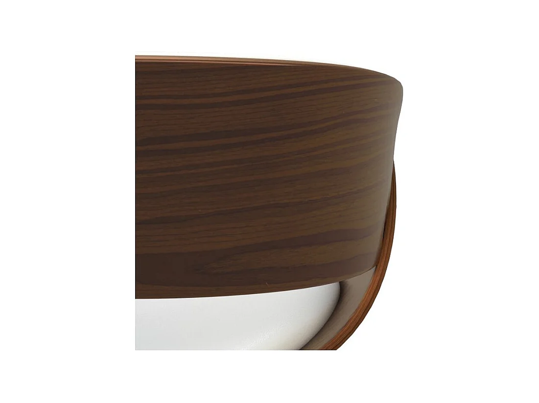 Silla Polo blanca de cuero sintético y madera chapada en nogal