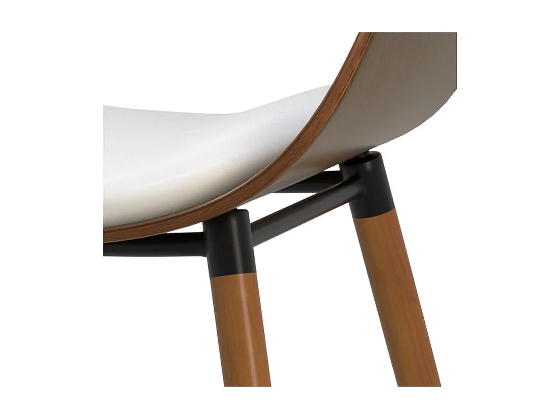 Chaise en cuir synthétique blanc et bois plaqué noyer - Polo