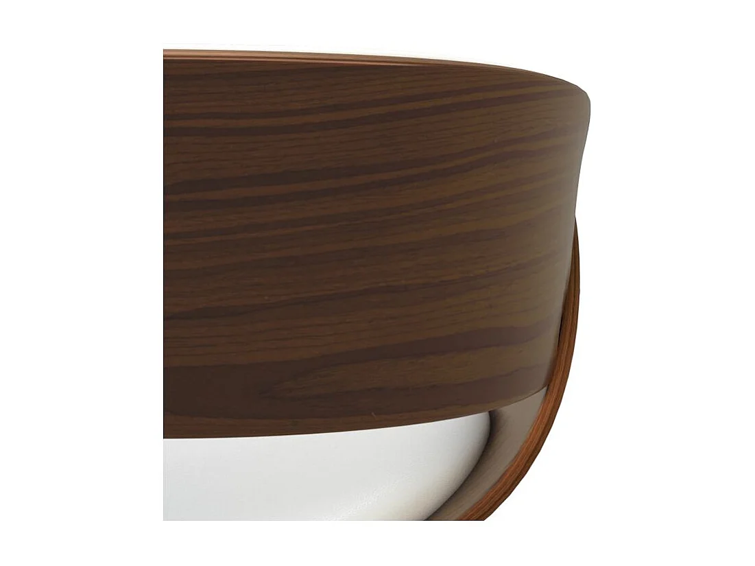 Chaise en cuir synthétique blanc et bois plaqué noyer - Polo