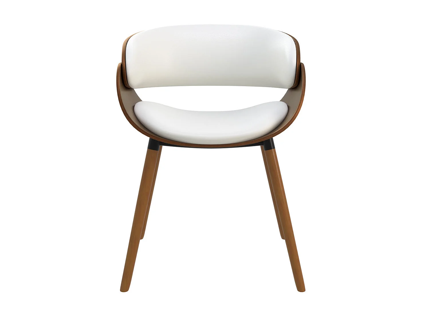 Chaise en cuir synthétique blanc et bois plaqué noyer - Polo