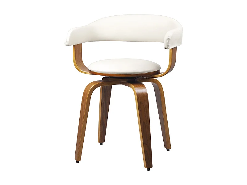 Chaise avec accoudoirs en cuir synthétique blanc - Harold