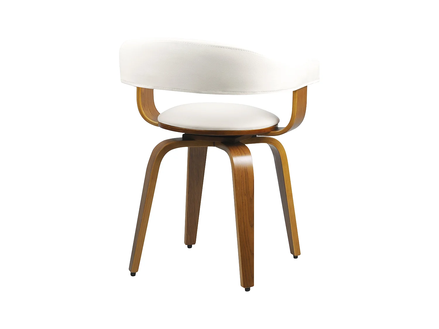 Silla con reposabrazos de cuero artificial blanco - Harold