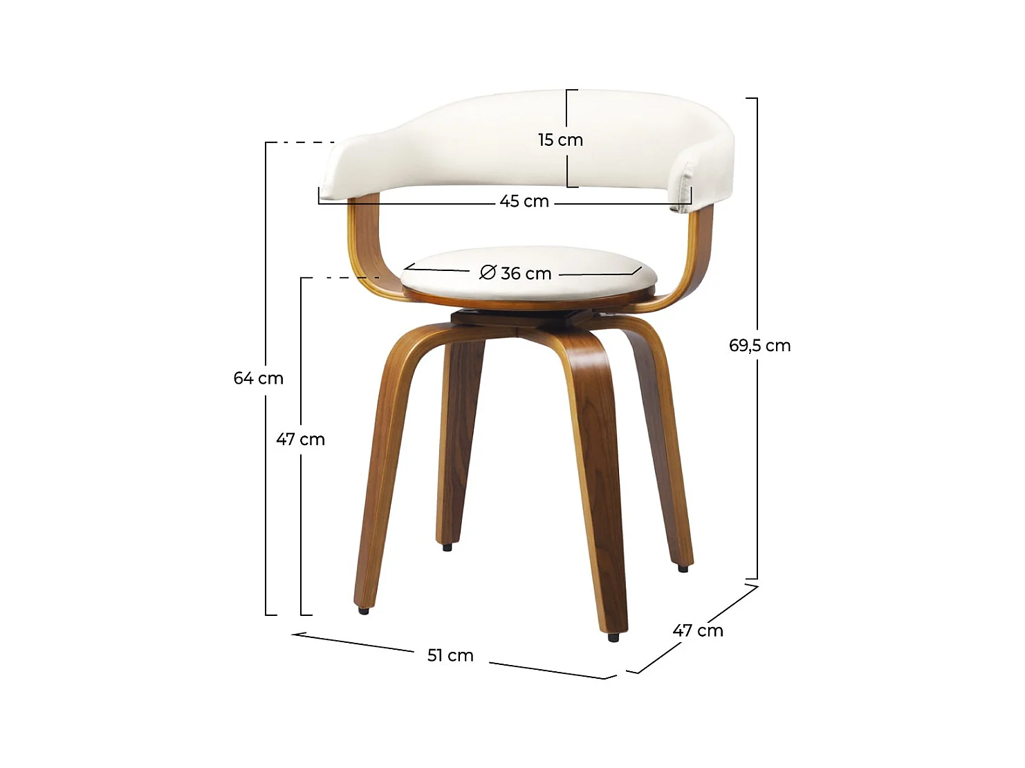 Silla con reposabrazos de cuero artificial blanco - Harold