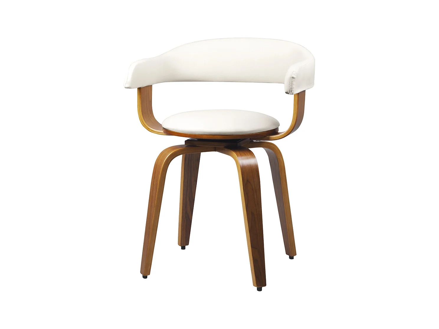 Chaise avec accoudoirs en cuir synthétique blanc - Harold