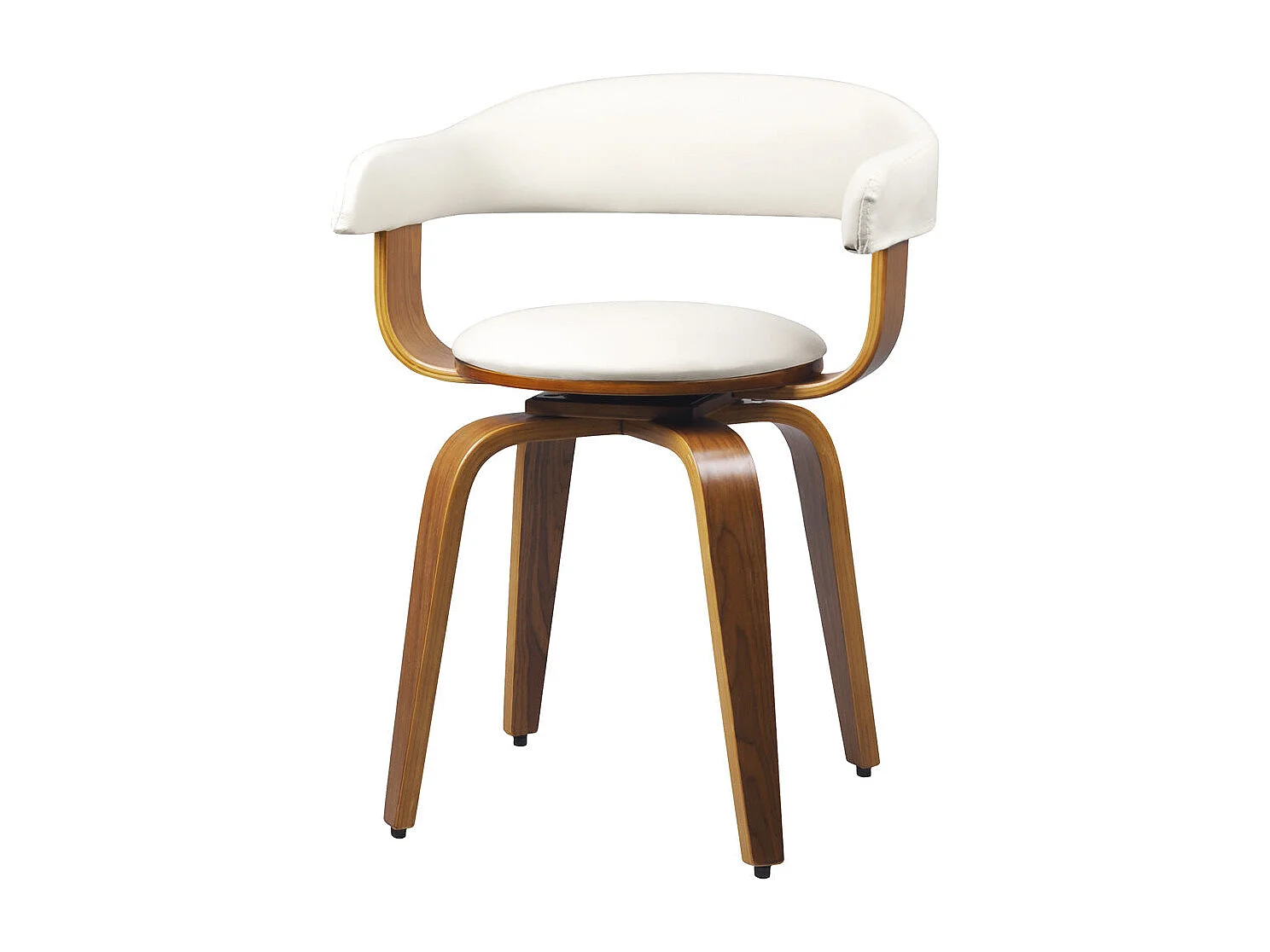 Chaise avec accoudoirs en cuir synthétique blanc - Harold