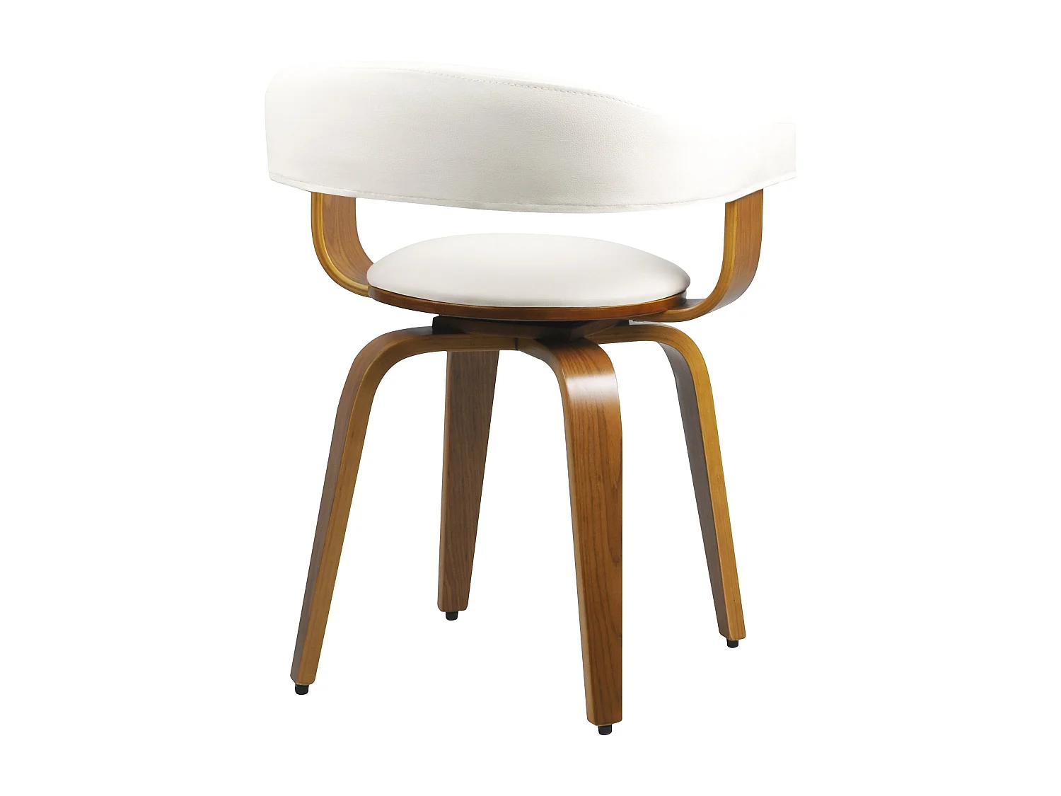 Chaise avec accoudoirs en cuir synthétique blanc - Harold