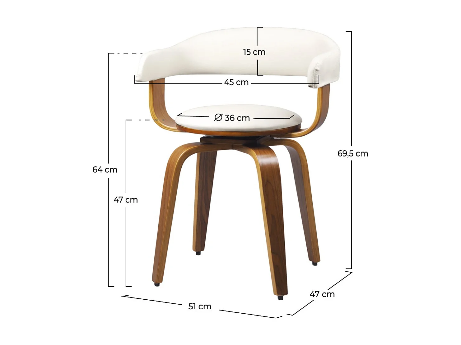 Chaise avec accoudoirs en cuir synthétique blanc - Harold